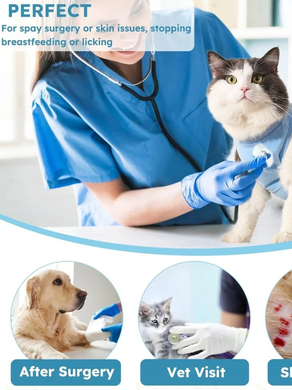 Pet Surgery Recovery Suit Cats Small Female Dogs FREE GIFT Size M NEW